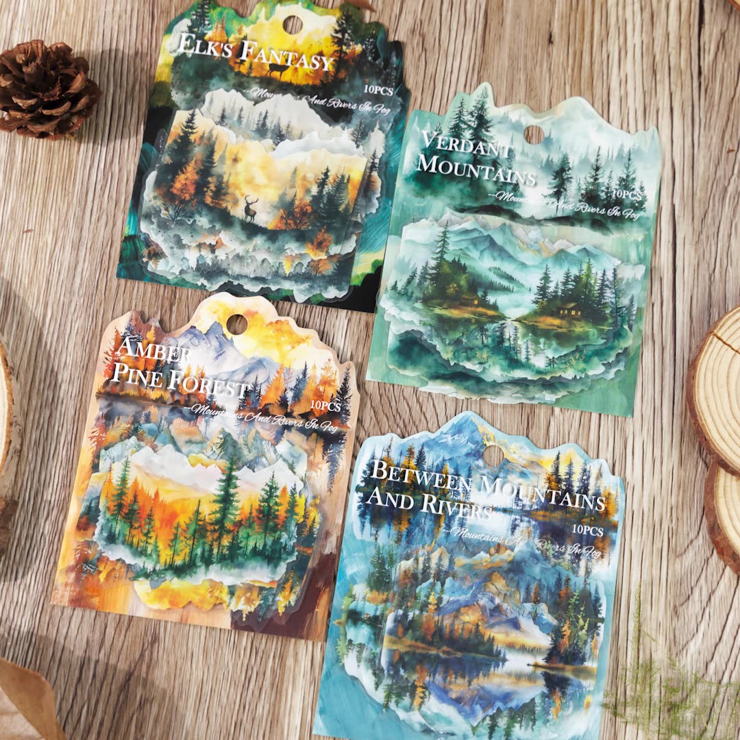 Mountains and Rivers in Fog Stickers 10pcs