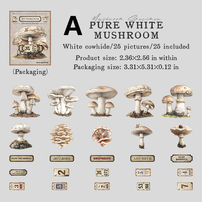 Mushroom Specimen Collection Sticker 25pcs
