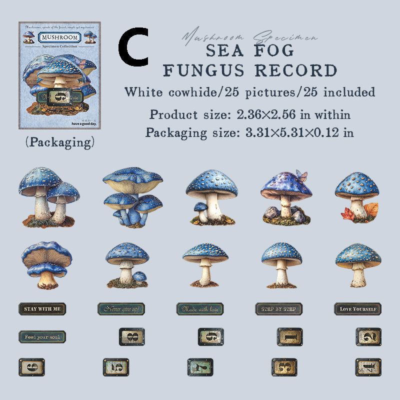 Mushroom Specimen Collection Sticker 25pcs