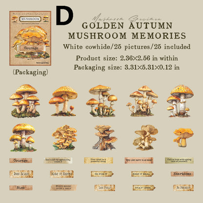 Mushroom Specimen Collection Sticker 25pcs