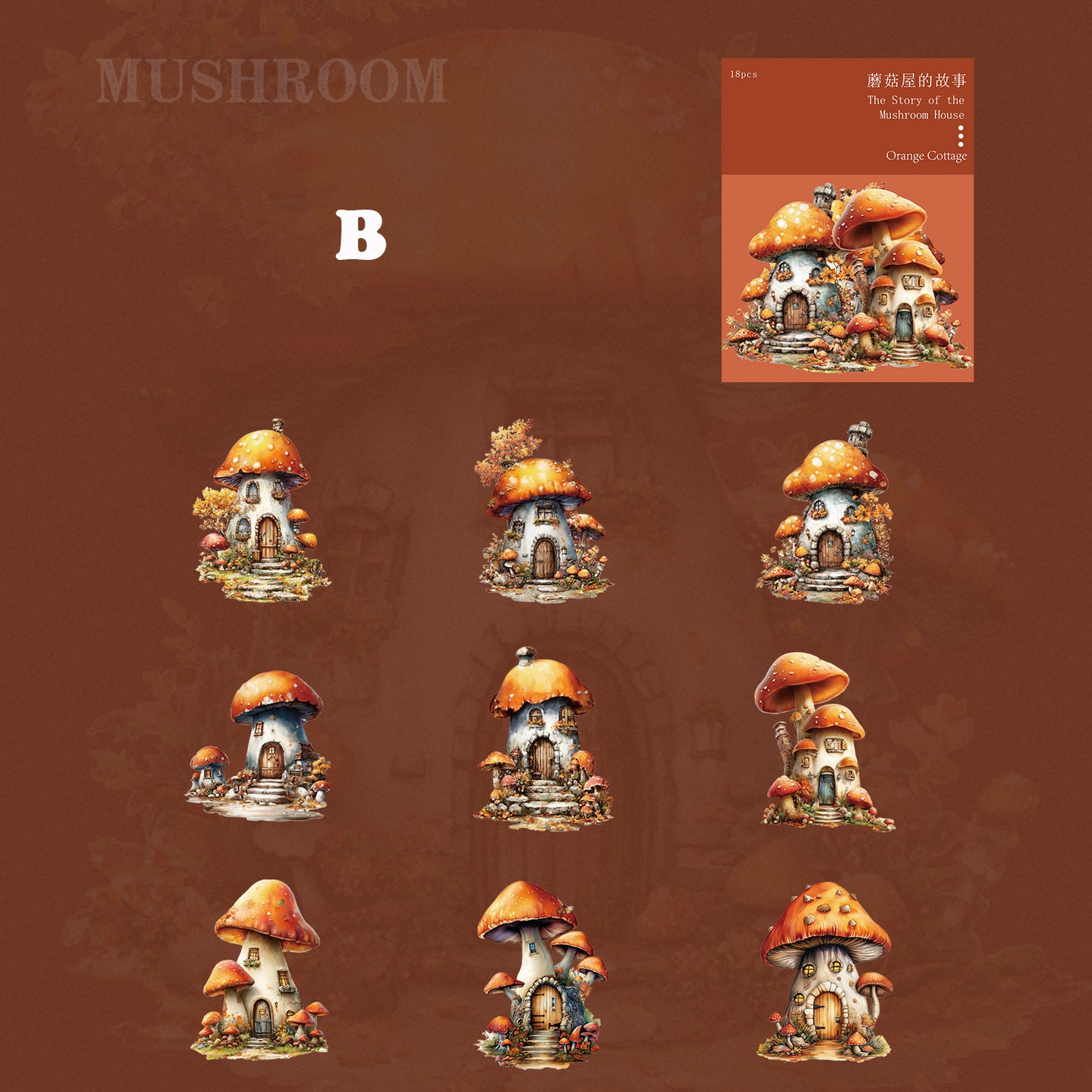 Mushroom Sticker 18pcs