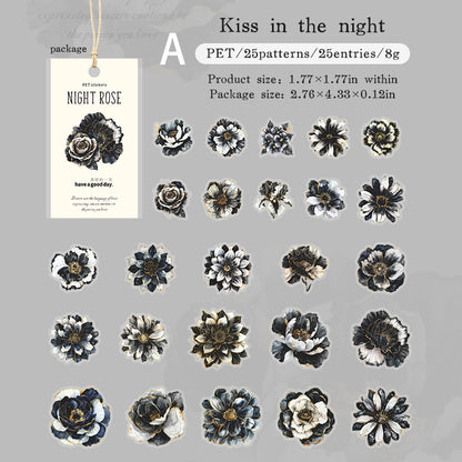 Night Rose Stickers 25pcs
