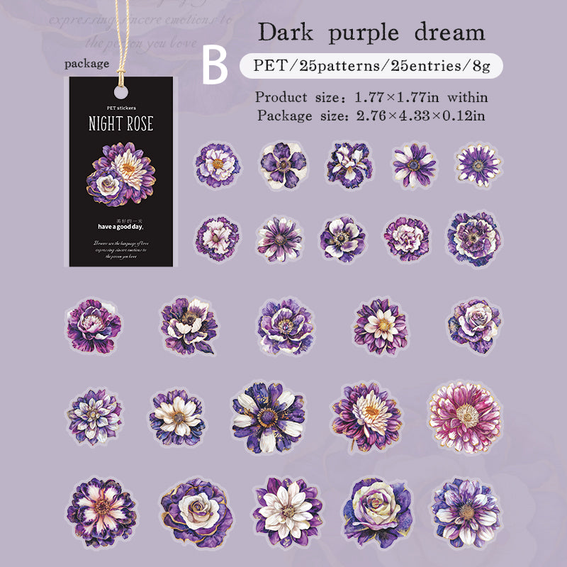 Night Rose Stickers 25pcs