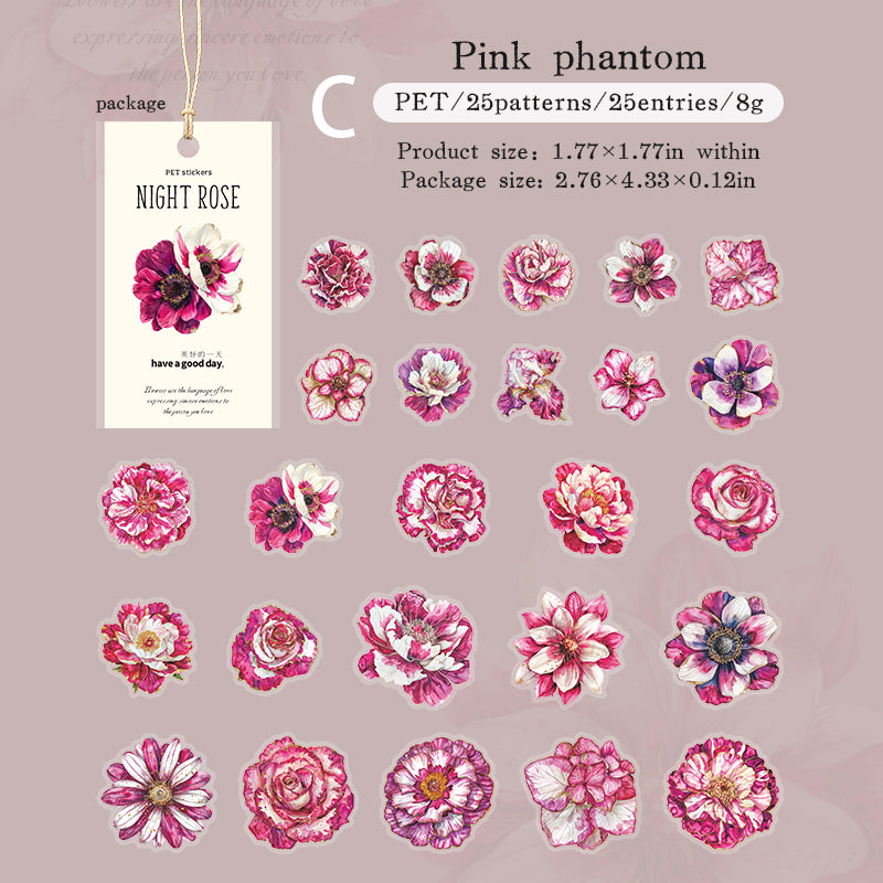 Night Rose Stickers 25pcs