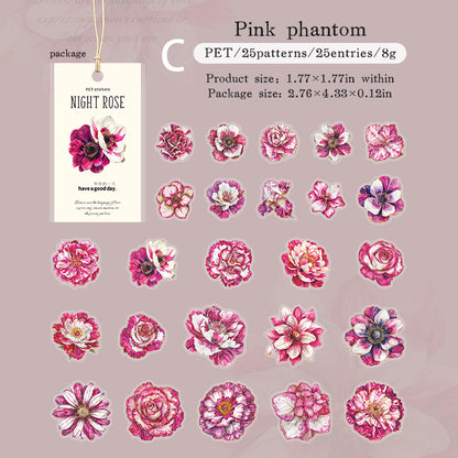 Night Rose Stickers 25pcs