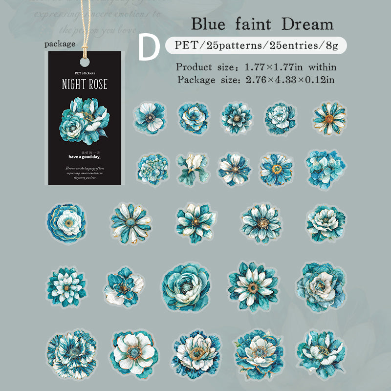 Night Rose Stickers 25pcs