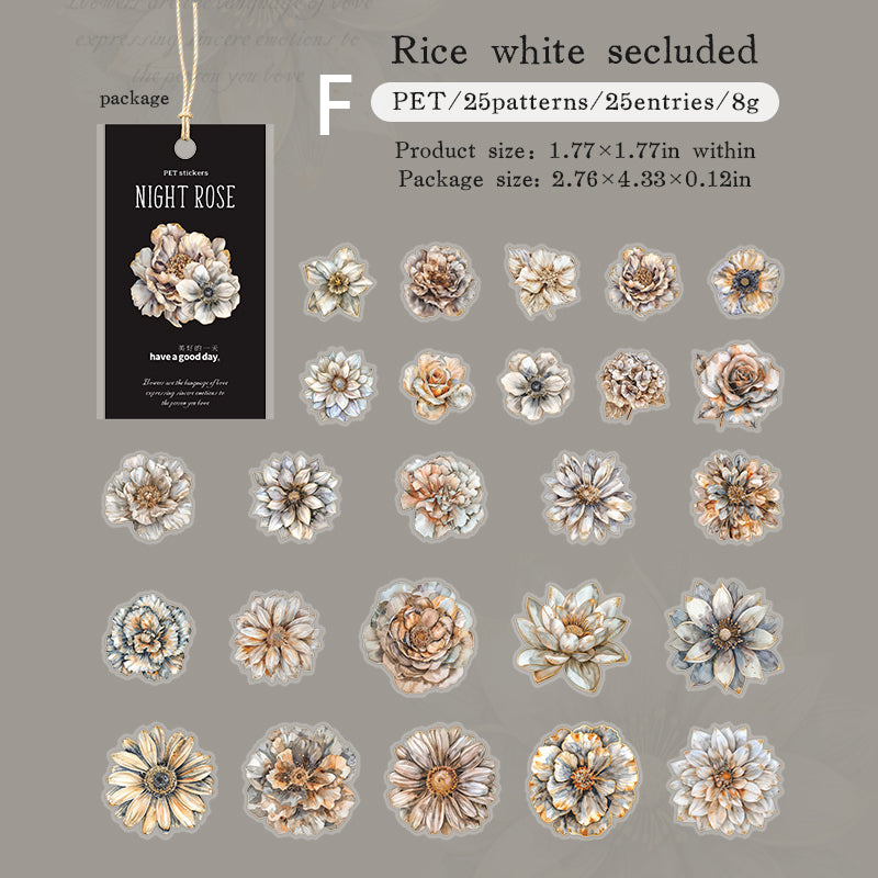 Night Rose Stickers 25pcs