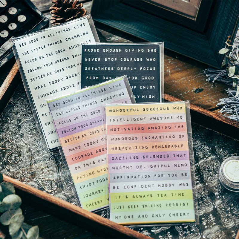 Vintage Art Font Sentence Stickers 8pcs – Estarcase