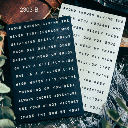 Vintage Art Font Sentence Stickers 8pcs