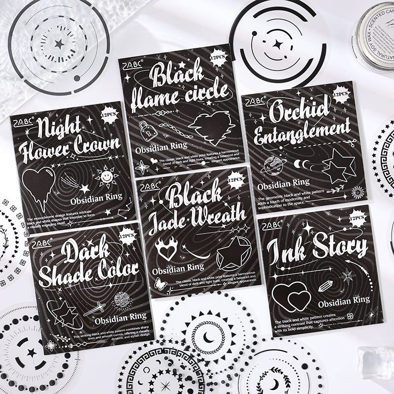 Obsidian Rings Stickers 12pcs