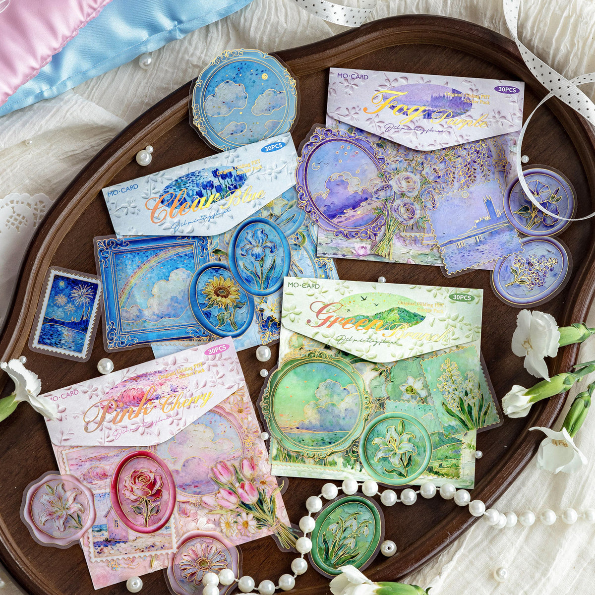 Oil painting Floral Letter Sticker 15pcs