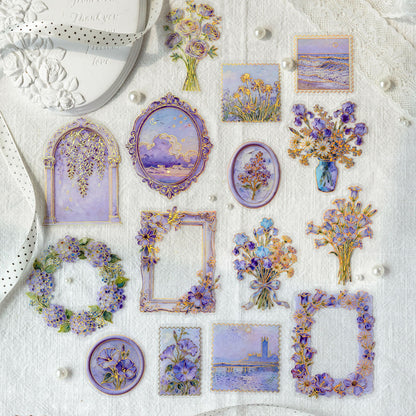 Oil painting Floral Letter Sticker 15pcs