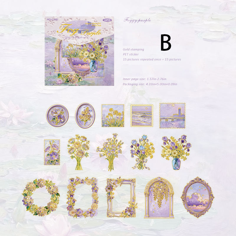 Oil painting Floral Letter Sticker 15pcs