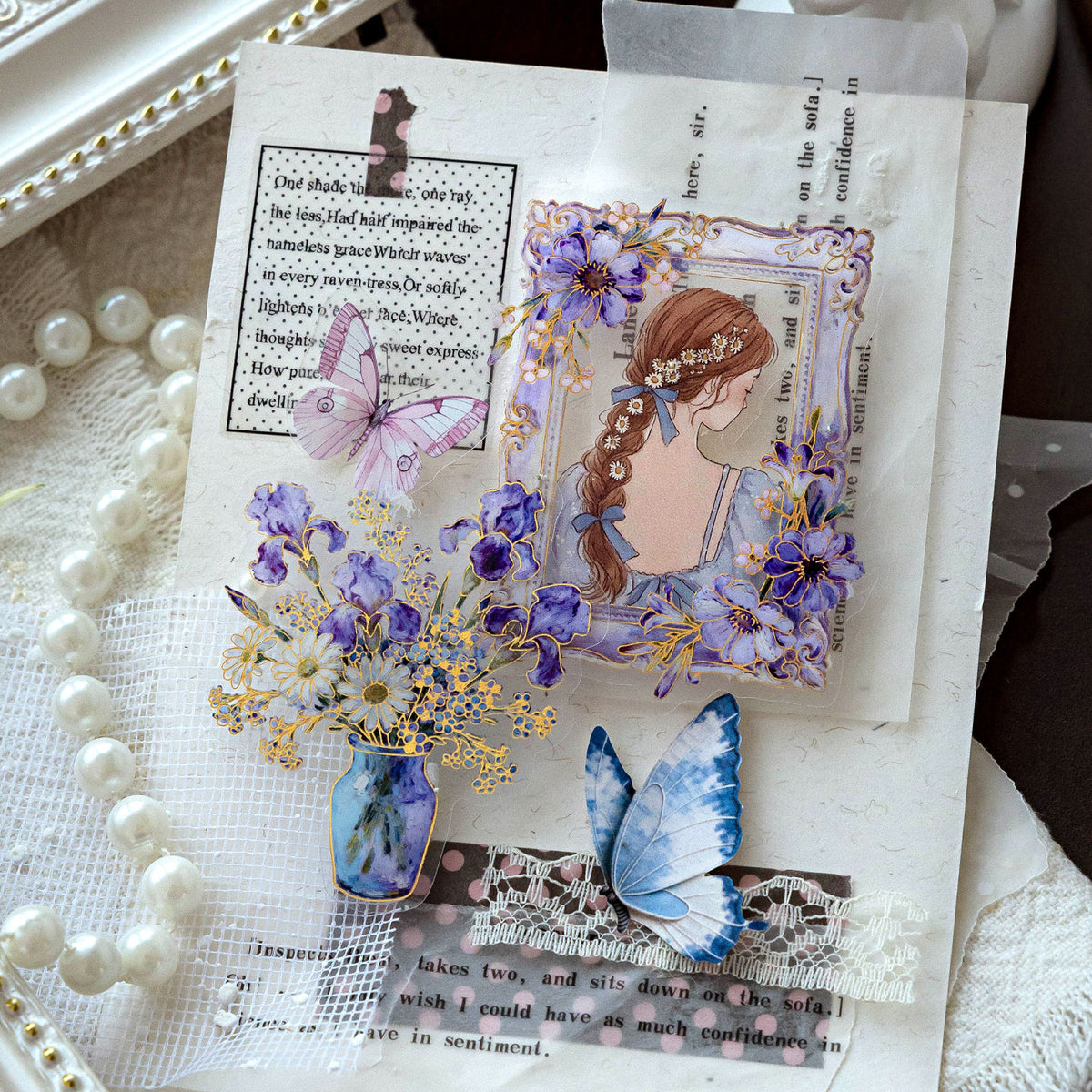 Oil painting Floral Letter Sticker 15pcs