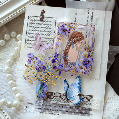 Oil painting Floral Letter Sticker 15pcs