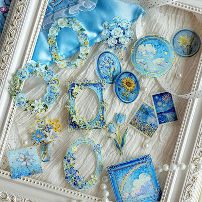Oil painting Floral Letter Sticker 15pcs