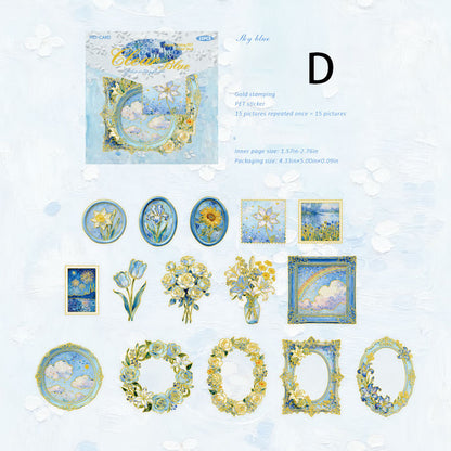 Oil painting Floral Letter Sticker 15pcs