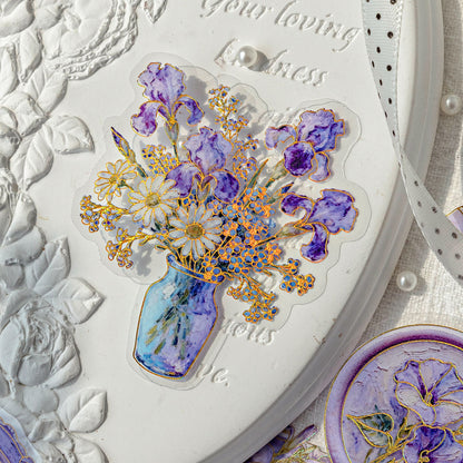 Oil painting Floral Letter Sticker 15pcs