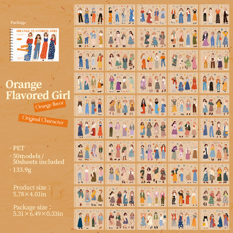 Orange Flavored Girl Sticker 50pcs