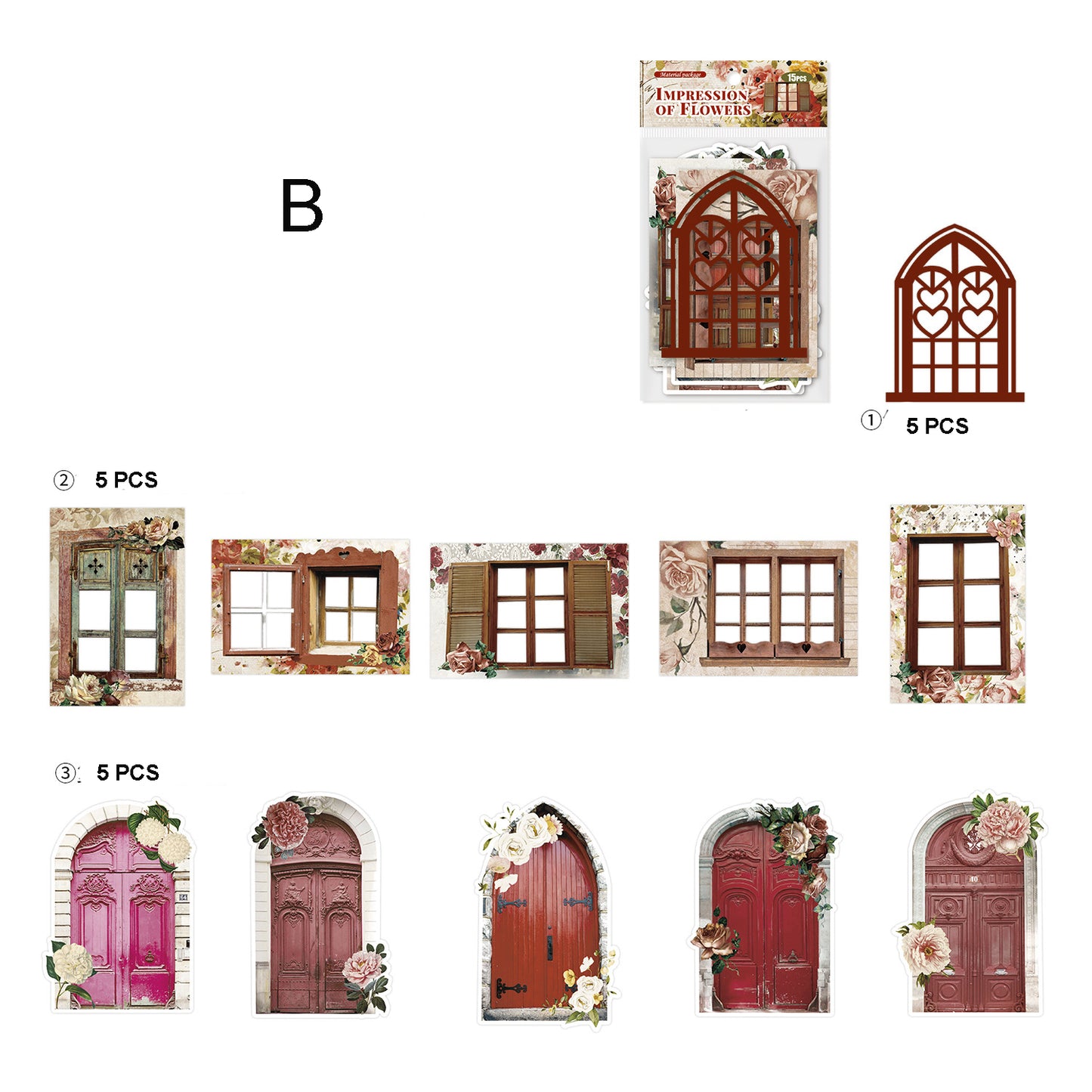 Recortes de papel para decoración de ventanas 15 piezas