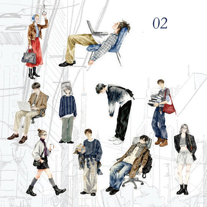 Pedestrians On The Street Corner Stickers 30pcs