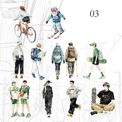 Pedestrians On The Street Corner Stickers 30pcs