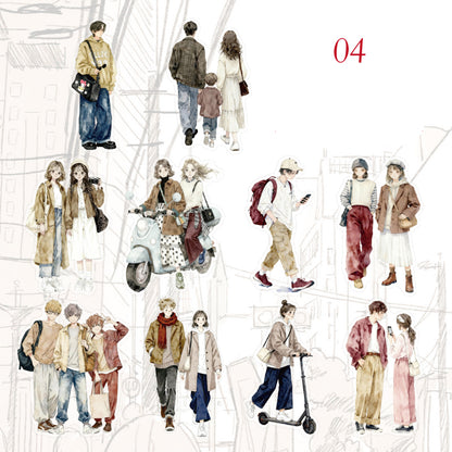 Pedestrians On The Street Corner Stickers 30pcs
