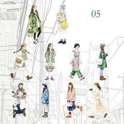 Pedestrians On The Street Corner Stickers 30pcs