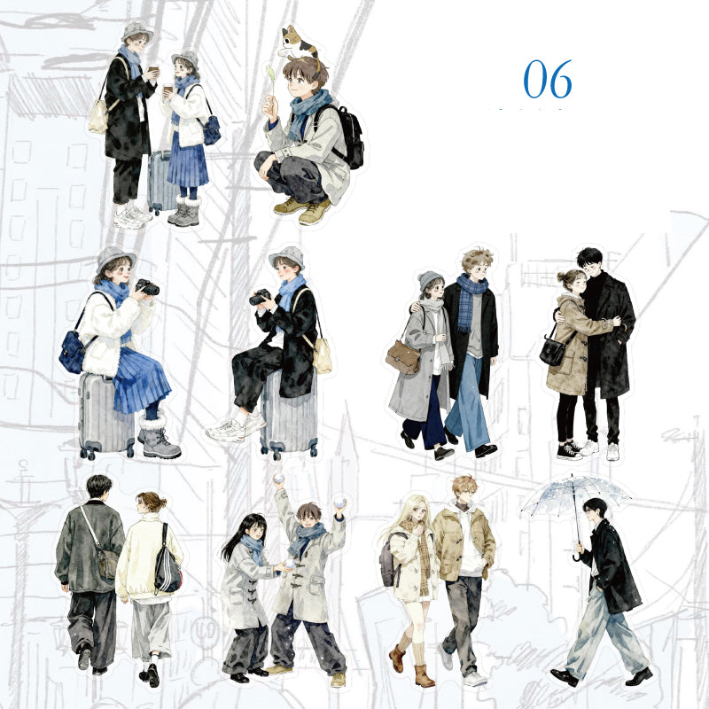 Pedestrians On The Street Corner Stickers 30pcs