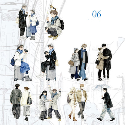 Pedestrians On The Street Corner Stickers 30pcs