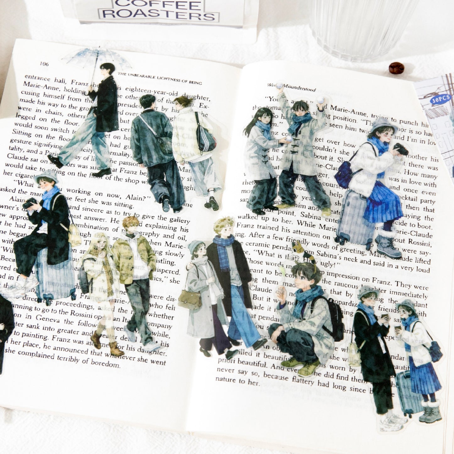 Pedestrians On The Street Corner Stickers 30pcs