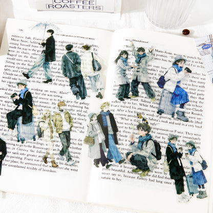 Pedestrians On The Street Corner Stickers 30pcs