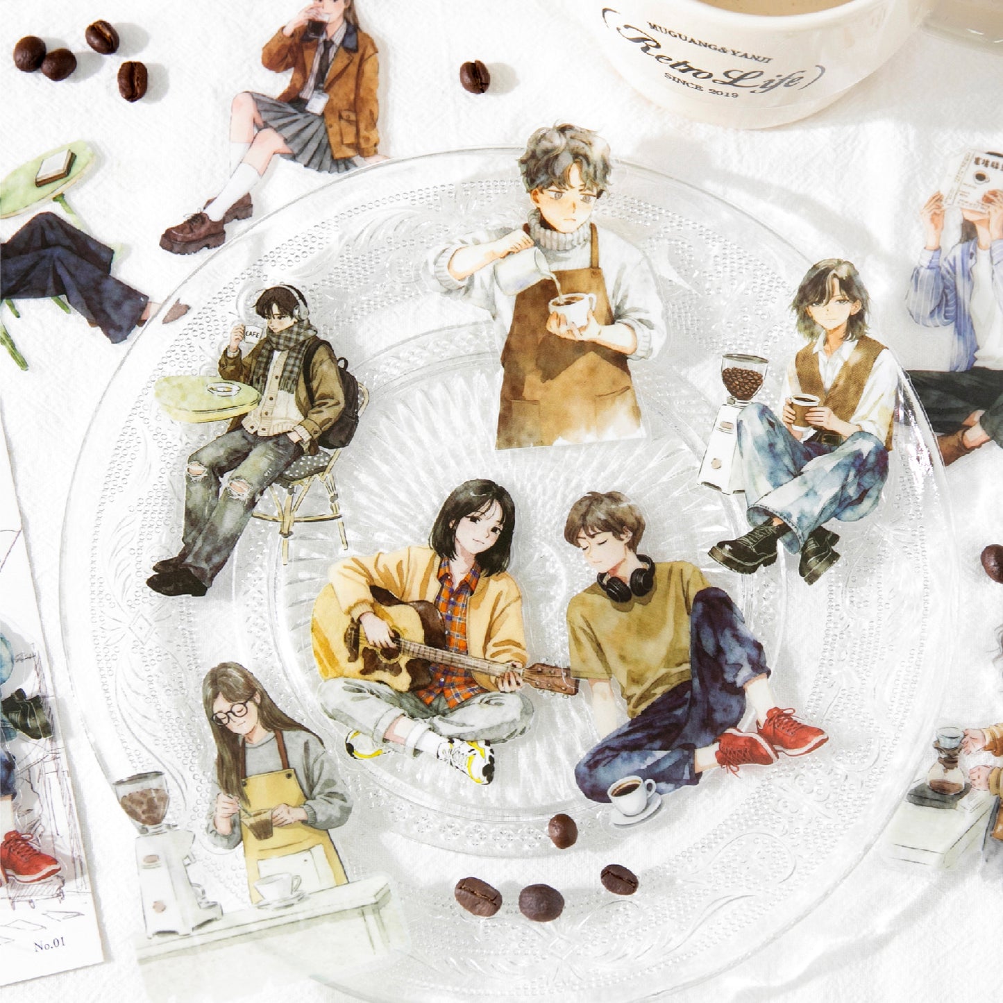 Pedestrians On The Street Corner Stickers 30pcs
