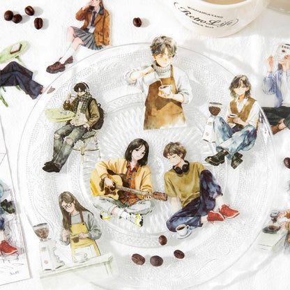 Pedestrians On The Street Corner Stickers 30pcs