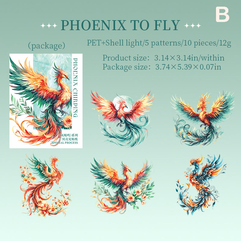 Phoenix Chirping Stickers 10pcs