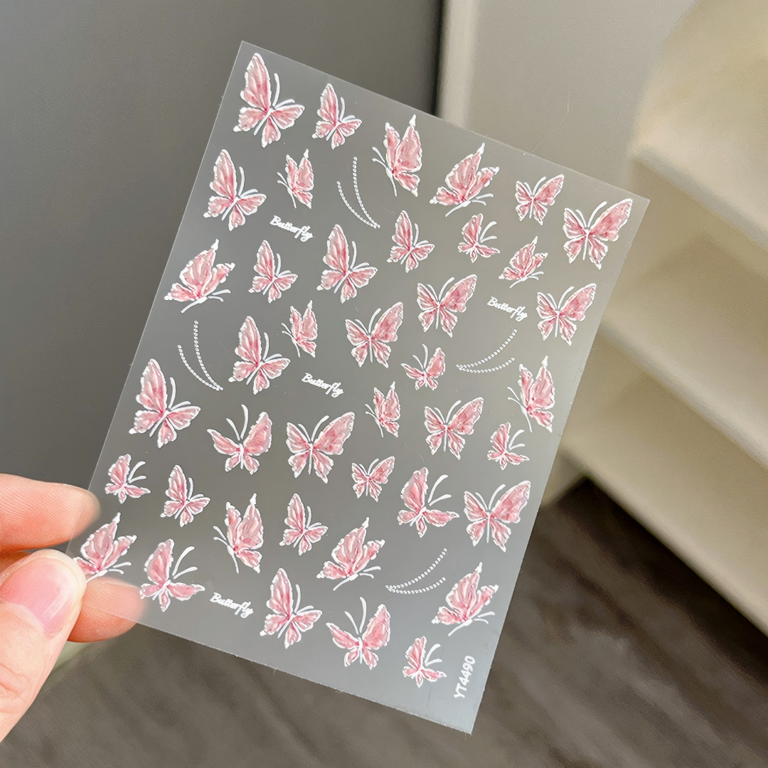 Pink Butterflies Mini Stickers