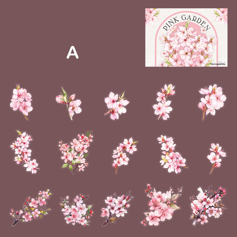 Pink Garden Stickers 30pcs