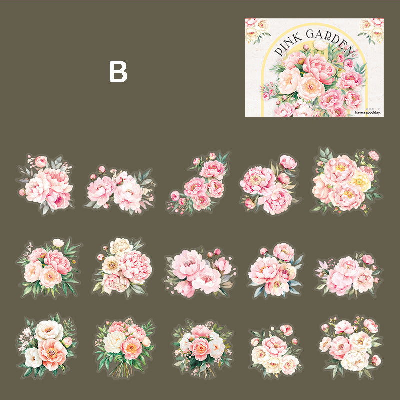 Pink Garden Stickers 30pcs