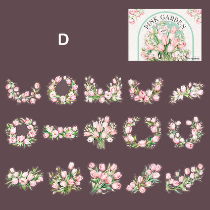 Pink Garden Stickers 30pcs