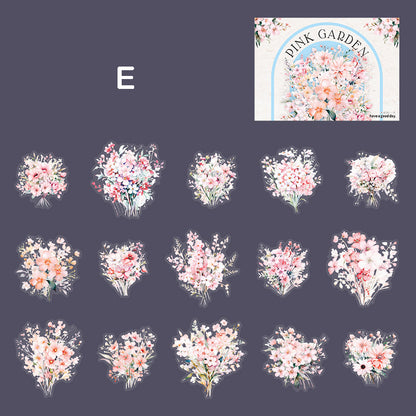 Pink Garden Stickers 30pcs