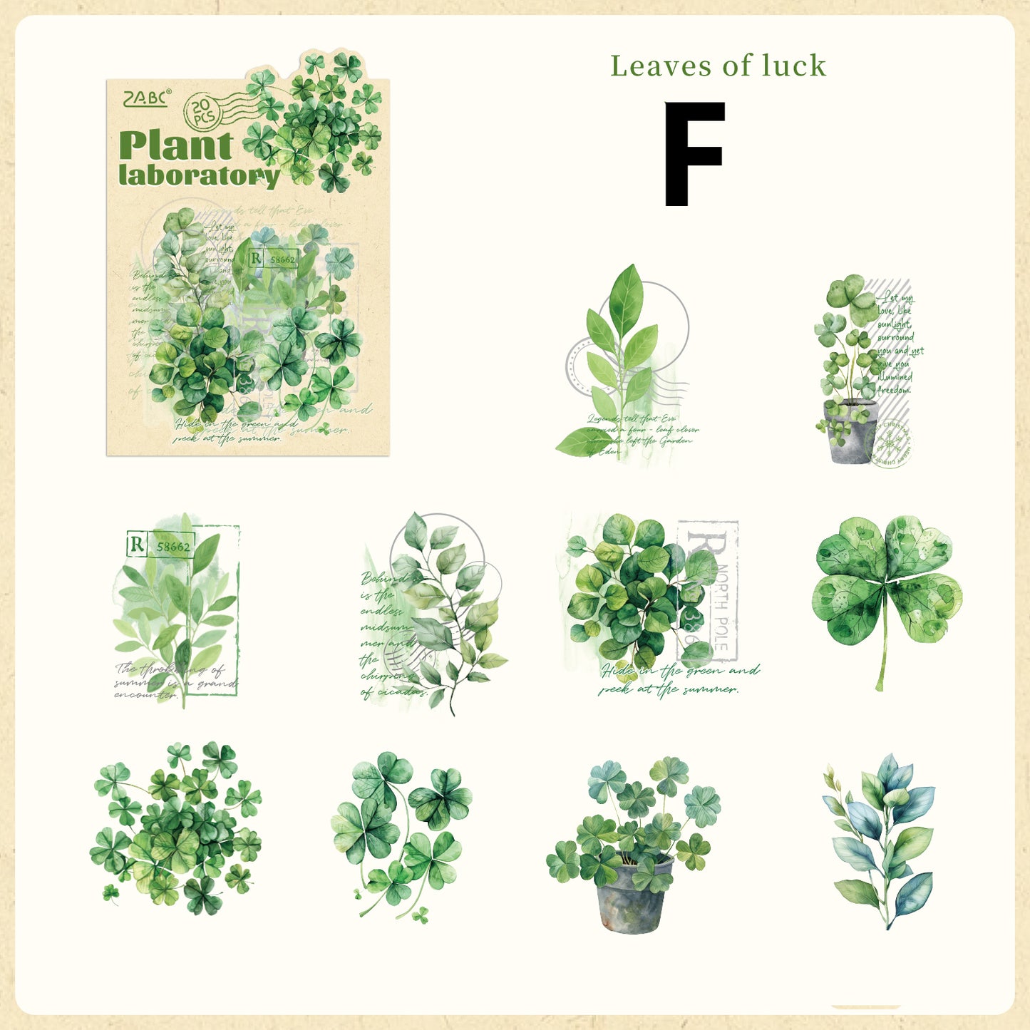 Plant Laboratory Stickers 20pcs