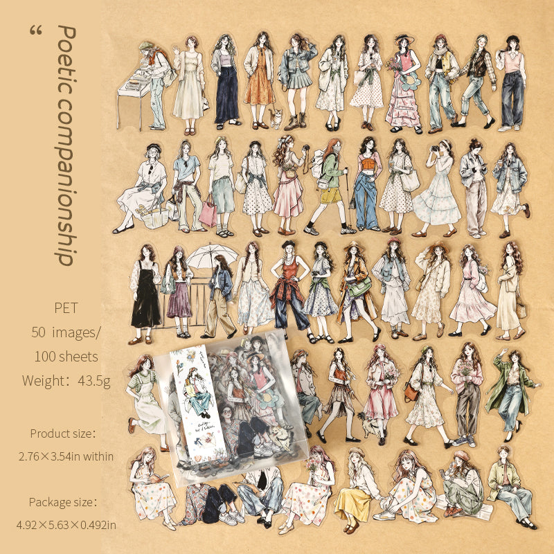 Poetic companionship Sticker 100pcs
