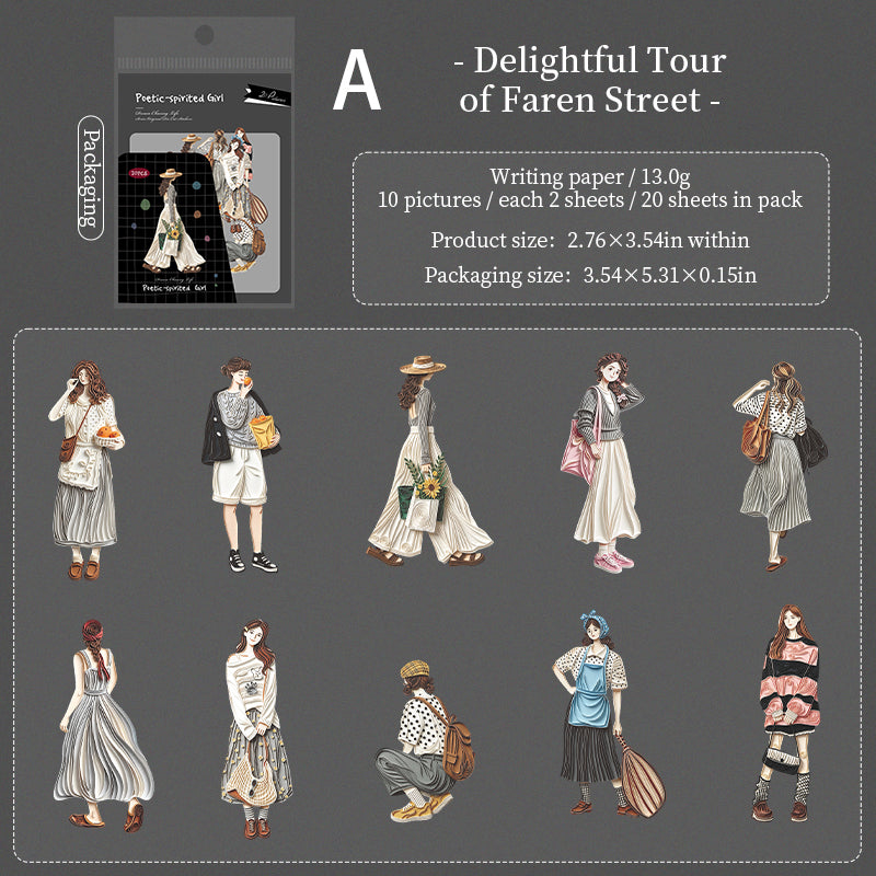 Poetic Girl Sticker 20pcs
