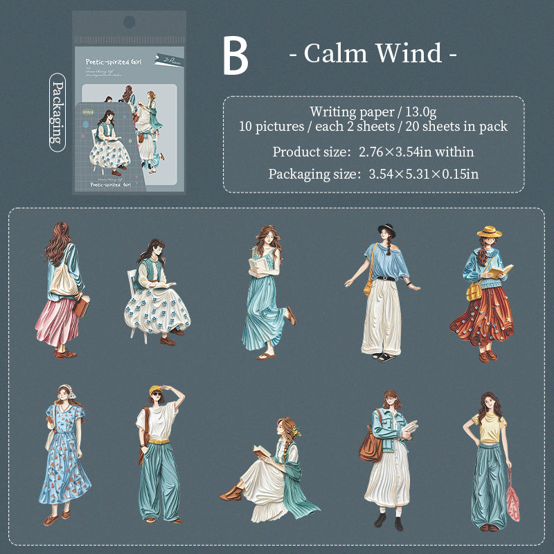 Poetic Girl Sticker 20pcs