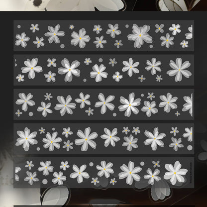 4cm*5m/6m Pre-Cut Black and White Flower Tape