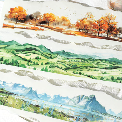 Pre-Cut Mountain Forest Scenery Washi Tape