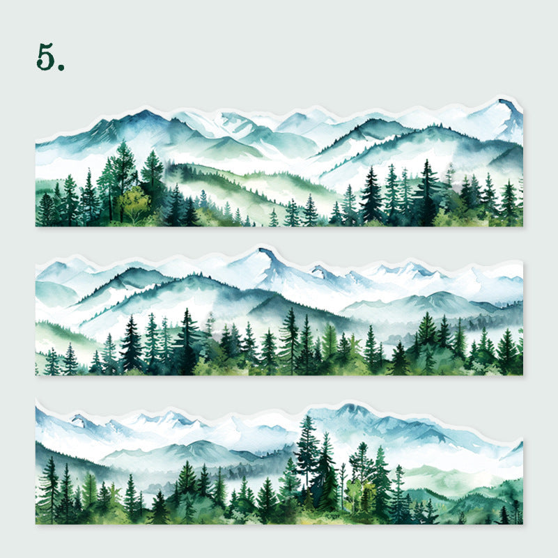 Pre-Cut Mountain Forest Scenery Washi Tape