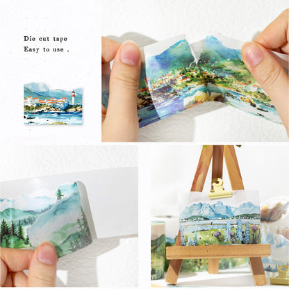 Pre-Cut Mountain Forest Scenery Washi Tape