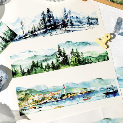 Pre-Cut Mountain Forest Scenery Washi Tape