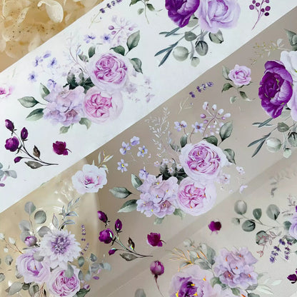 5.5cm*120cm Purple Smoked Gold Retro Flower PET Washi Tape